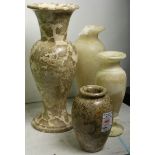 (lot of 4) A group of alabaster and polished stone vases