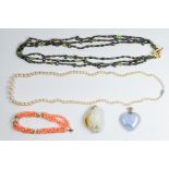 A group of pearl, gemstone, silver and metal jewelry