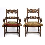 Pair of Continental needlepoint armchairs