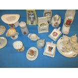 A quantity of crested china, to include items of local interest