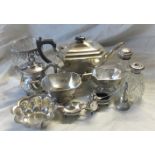 A quantity of silver and plated items to include an Art Deco tea set