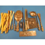 A quantity of silver items and glove stretchers