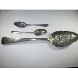 A silver spoon date marked for 1804 with sponsors mark of RC, and 2 other spoons, approx weight 88.