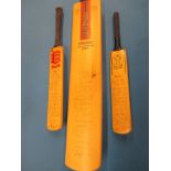 A Gray-Nicolls cricket bat and 2 miniatures all signed by Essex club members in the early 1980s