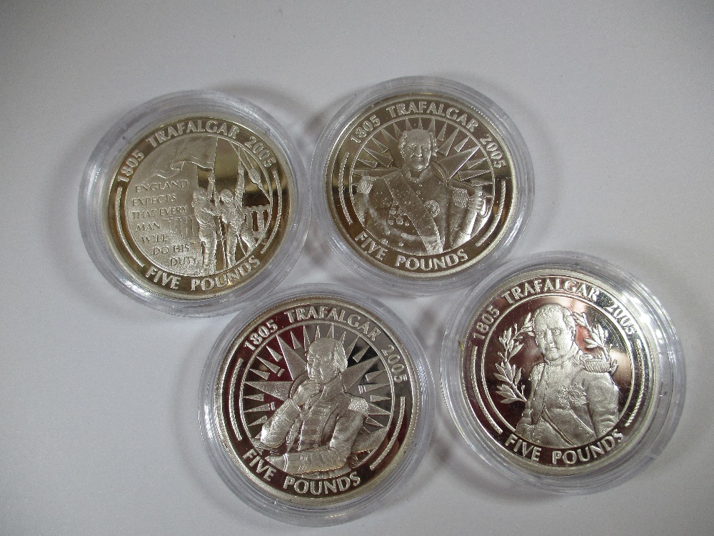 A cased set of 12 sterling silver proof 5 pound coins commemorating Nelson - Image 4 of 9