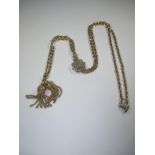 A long yellow metal necklace with tassel ends, approx weight 18.9g
