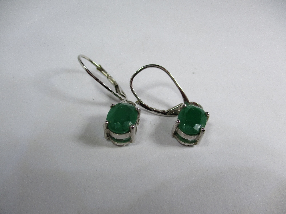A ring, pendant and earrings all on 9ct white gold set with emeralds - Image 7 of 9
