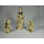 Three small 19th Century carved ivory figures
