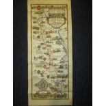 A 1930s Pratts petrol map of the Great North Road, approx. size 93x38cm