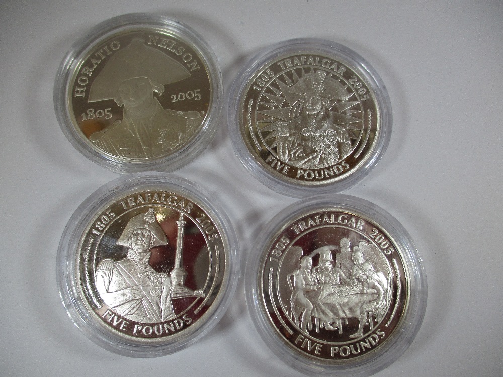 A cased set of 12 sterling silver proof 5 pound coins commemorating Nelson - Image 3 of 9