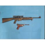 A vintage air rifle and an air pistol