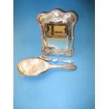 A sterling silver easel mirror and other silver items
