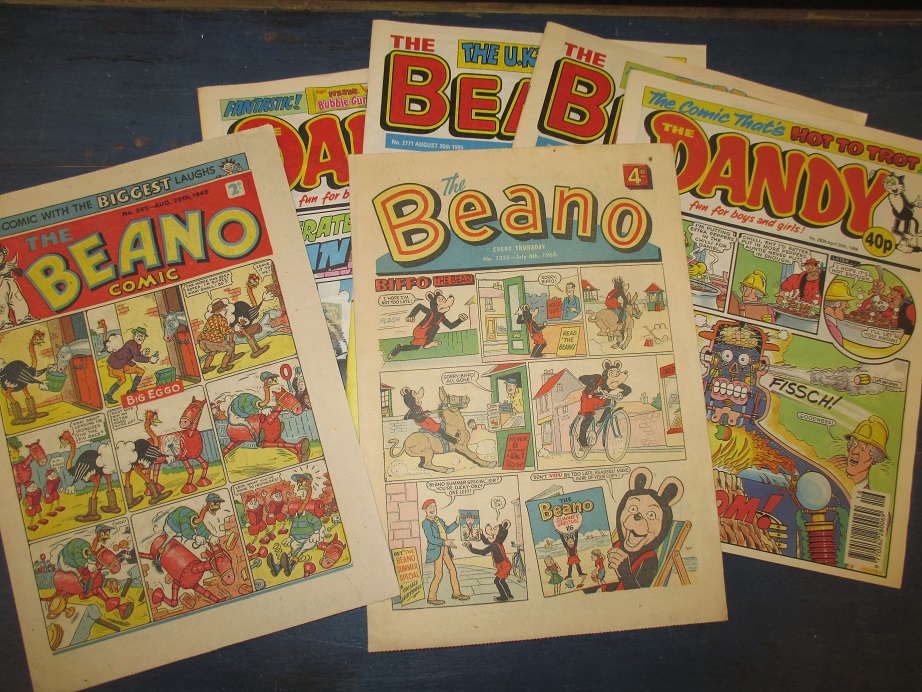 A 1945 Beano comic in excellent condition and 5 other later comics