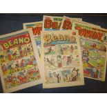 A 1945 Beano comic in excellent condition and 5 other later comics