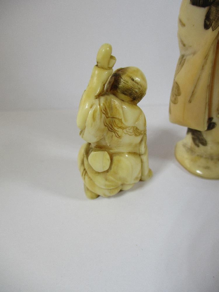 Three small 19th Century carved ivory figures - Image 3 of 9