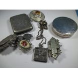 A quantity of silver items to include a vesta case