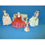 4 Vintage Royal Doulton figures by L Harradine, M4, HN1648, HN1883 & HN1298