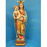 A large high quality carved wood Madonna and child, approx height 55cm