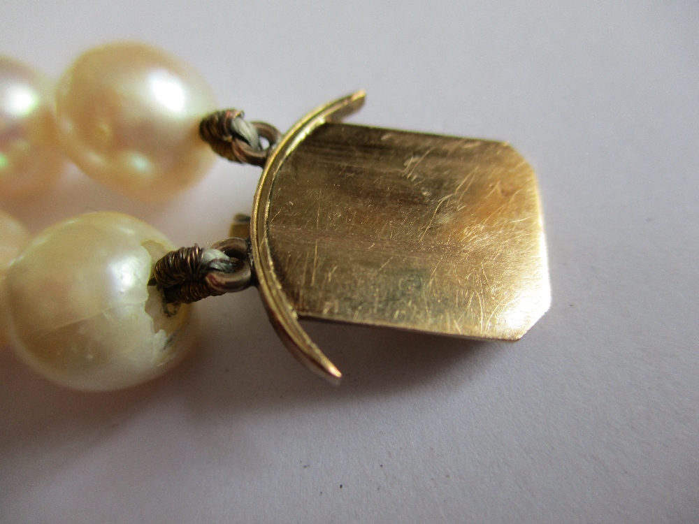 A 2 string pearl necklace with gem set gold and silver clasp - Image 8 of 10