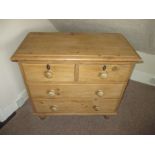 A 19th century pine chest of 2 short over 2 long drawers