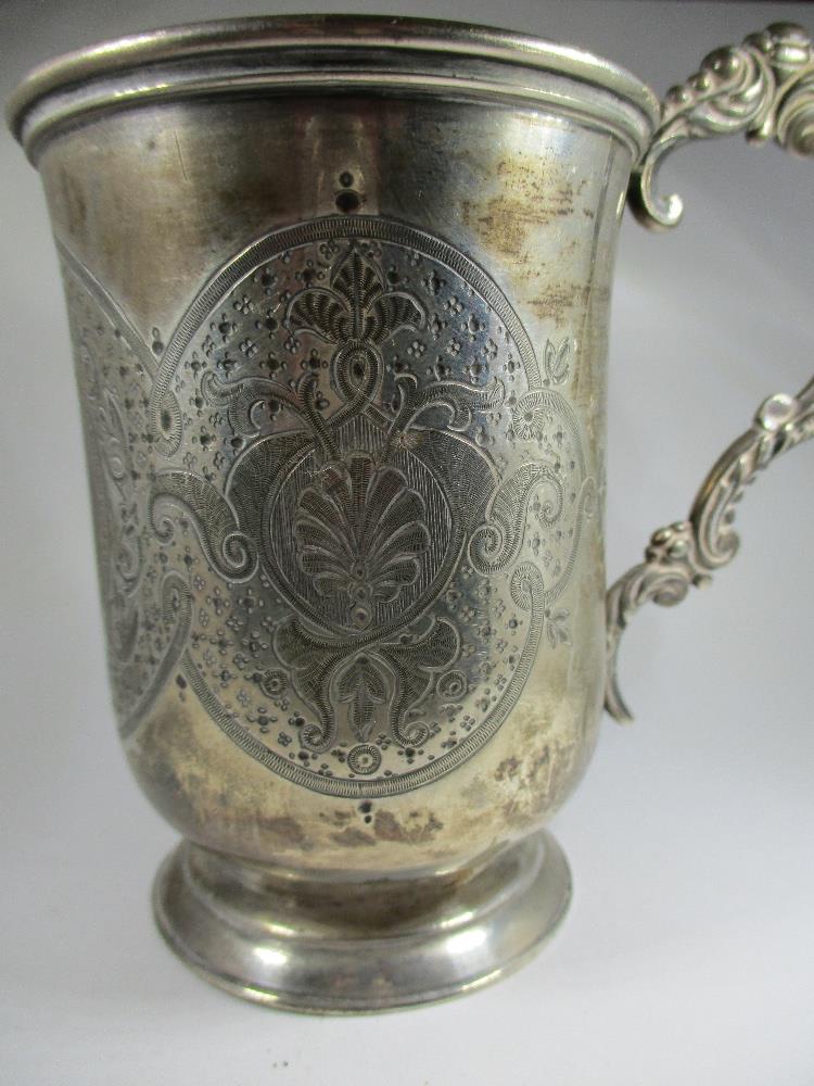 A Victorian silver mug and a silver napkin ring - Image 2 of 10