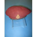 A genuine WWII British Airborne R.A.M.C. beret with original badge