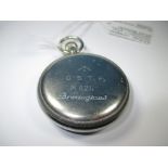 A WWII pocket watch with crowfoot mark, recently cleaned and serviced