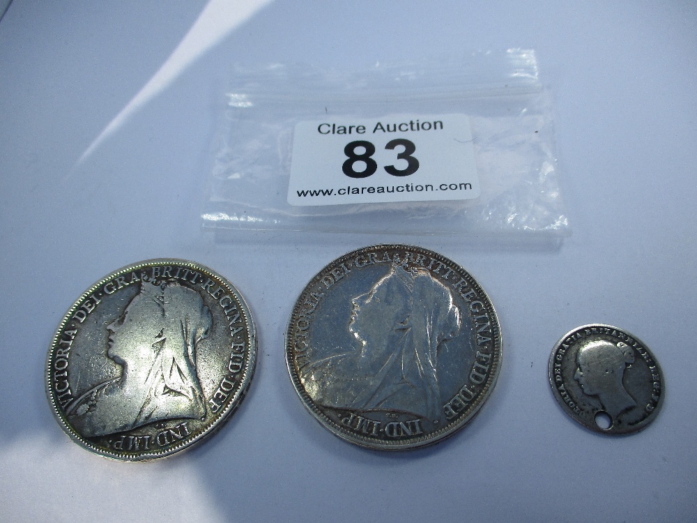 Two Victorian silver crowns, 1894 & 1895 and 1 other coin - Image 10 of 10