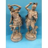 2 vintage cast spelter figures,