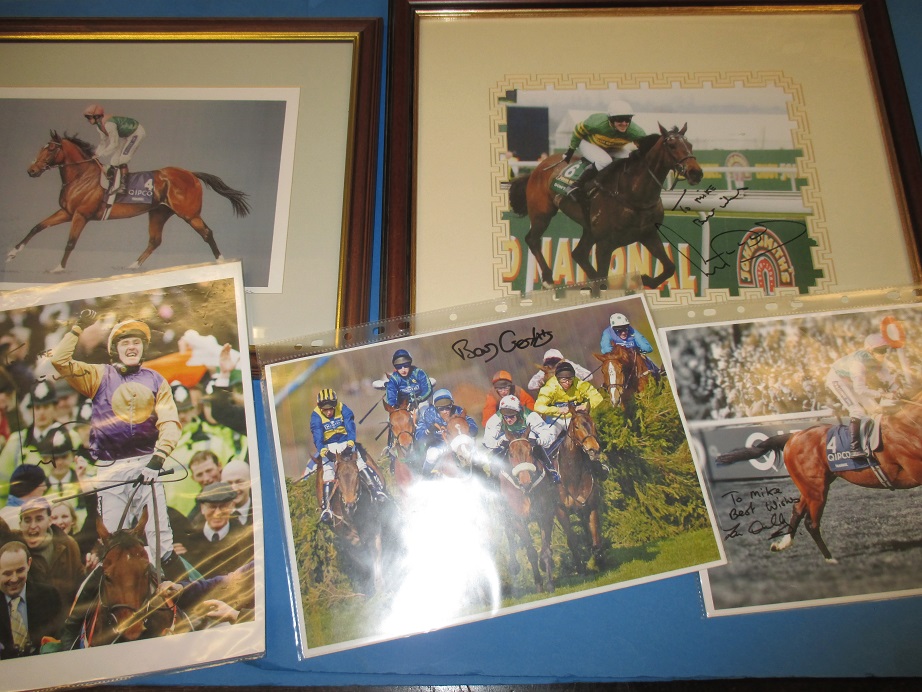 A quantity of horse racing pictures, most autographed