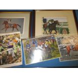 A quantity of horse racing pictures, most autographed