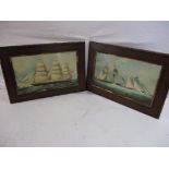 A pair of decorative seascape pictures on board