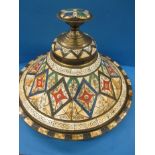 A large Moroccan Tagine cook pot, set with bone and hardstone decoration