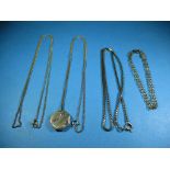 3 gold necklace chains and a bracelet all marked 9ct, approx. total weight 20.6g