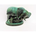 A vintage Blue Mountain Pottery turquoise glazed elephant