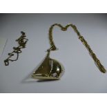 A 14ct yellow gold necklace and boat pendant and another 14ct chain, approx. total weight 13.2g