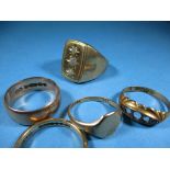 Five 9ct gold rings, approx. total weight 18.8g