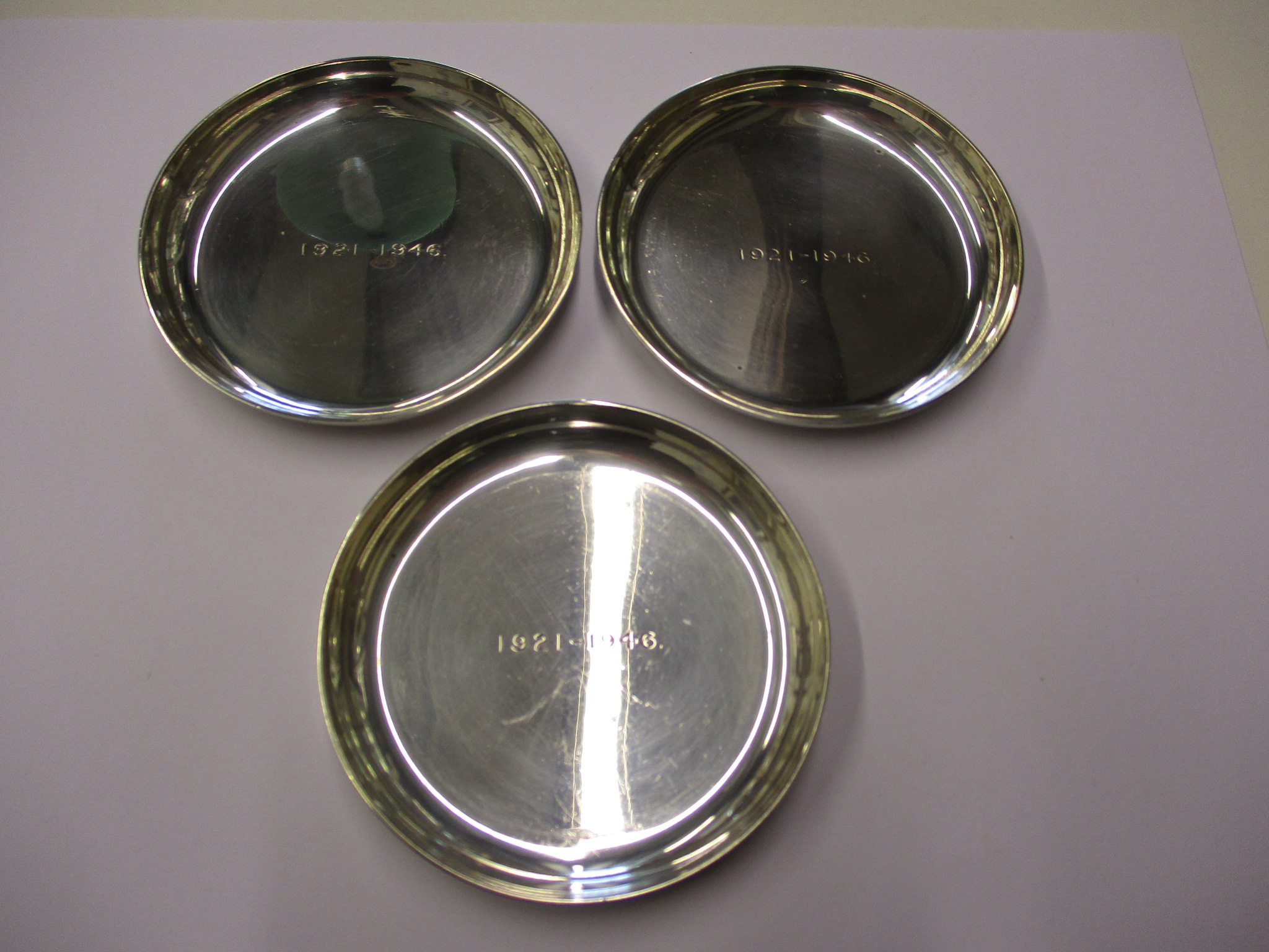 3 Sterling silver coasters, approx. weight 239g - Image 2 of 7