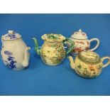 4 Antique tea pots of small proportions
