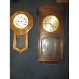 Two vintage wood cased clocks