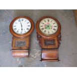 Two antique drop dial wall clocks
