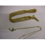 2, 9ct yellow gold necklaces, approx. combined weight 16.4g.