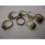 7 vintage dress rings one marked for gold