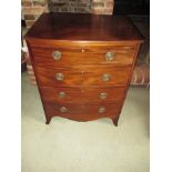 A mahogany chest of 4 straight drawers of small proportions