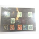 A penny black and 8 other Victorian stamps