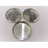 3 Sterling silver coasters, approx. weight 239g