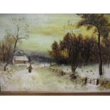 A 19th century oil on canvas winter landscape scene