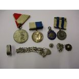 A quantity of late 19th early 20th century sporting medals and silver items