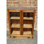 A good vintage pine glazed door wall mounted cupboard