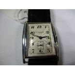 An Art Deco gents silver cased wrist watch